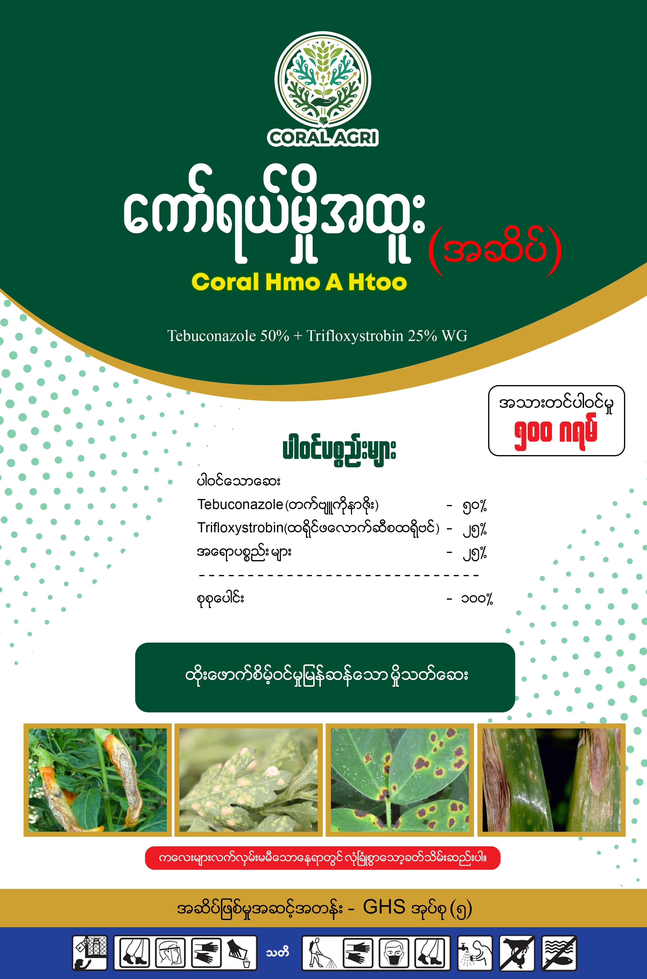 Coral Hmo A Htoo Tebuconazole 50% + Trifloxystrobin 25% WG 250 g pack